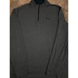 Under Armour Threadborne Quarter Zip Pullover Blue Herringbone HeatGear XL